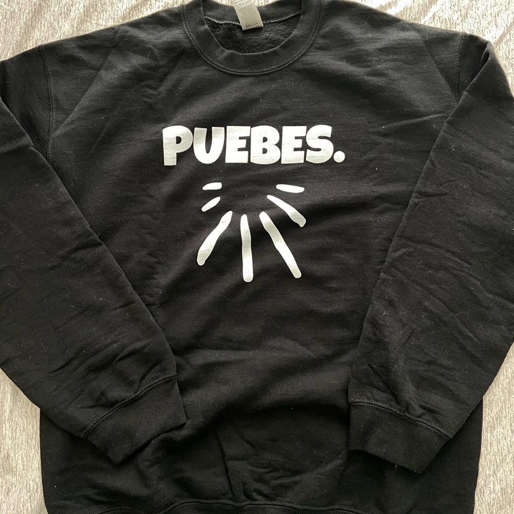 black “puebes” sweatshirt